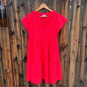 Calvin Klein Coral Short Flutter Sleeve Tiered Above Knee Dress, Women’s Size 4